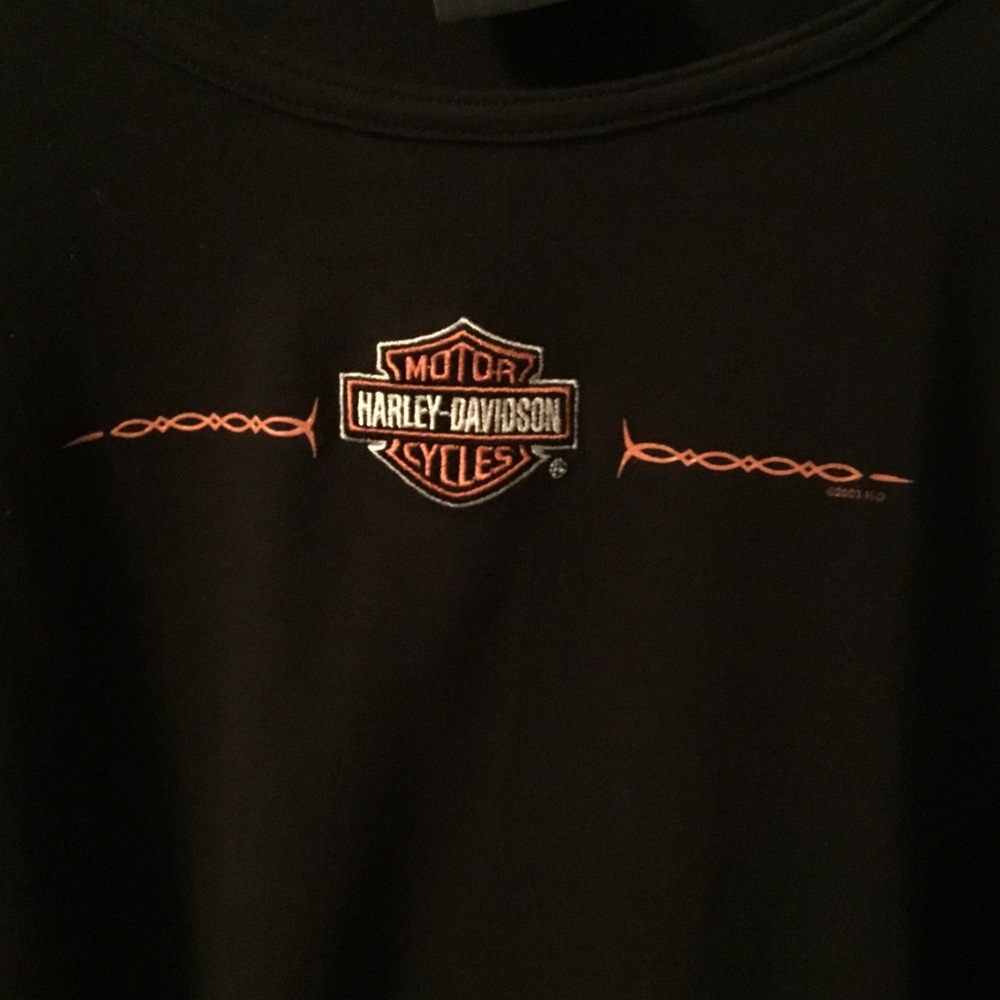 Harley-Davidson: Women’s Black and Orange Embroidered Long Sleeve Tee - Picture 4 of 7